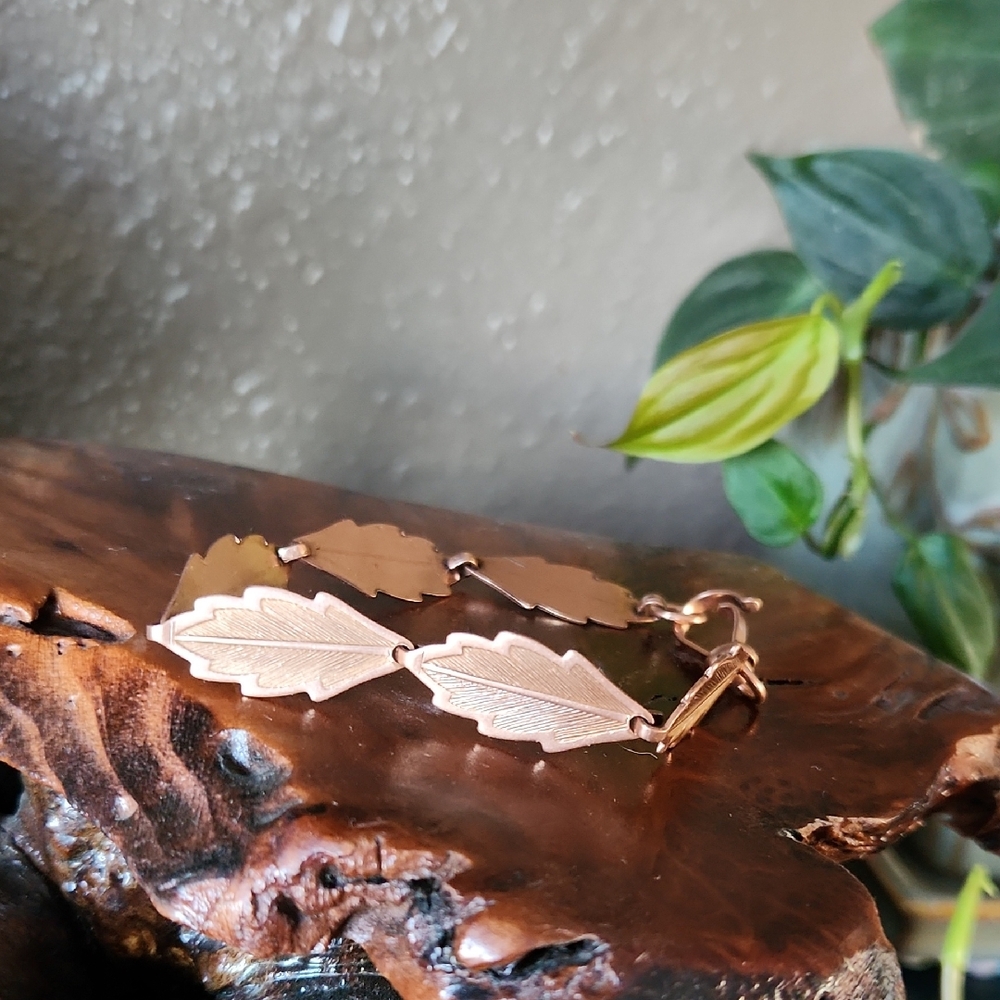 Copper Leaf Link Bracelet